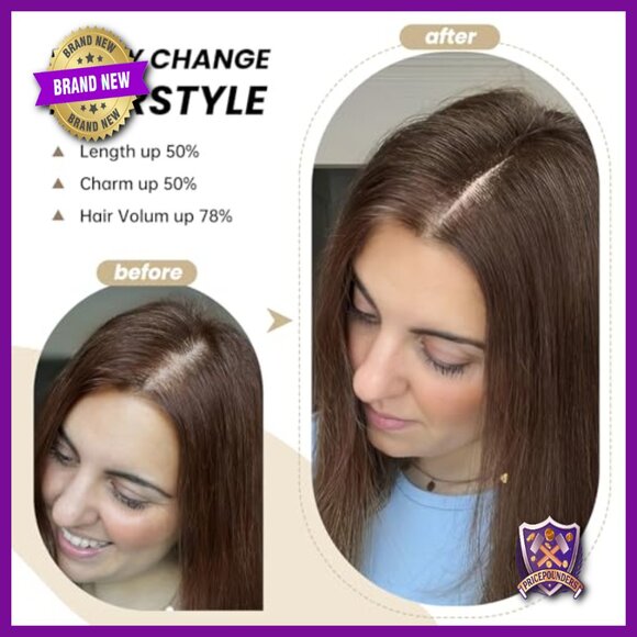 Hand-Tied Mono Top Hair Topper, 14 Inch Human Hair, Glueless Lightweight